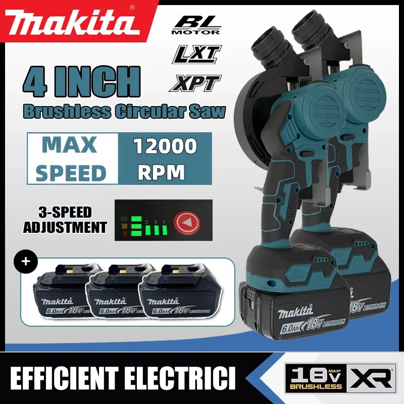 Makita 4-Zoll-Winkelschleifer, bürstenlos, 3 Geschwindigkeitsstufen, Metallschleifer, kabelloses Mini-Trennwerkzeug, Hochleistungswerkzeug für 18-V-Akku
