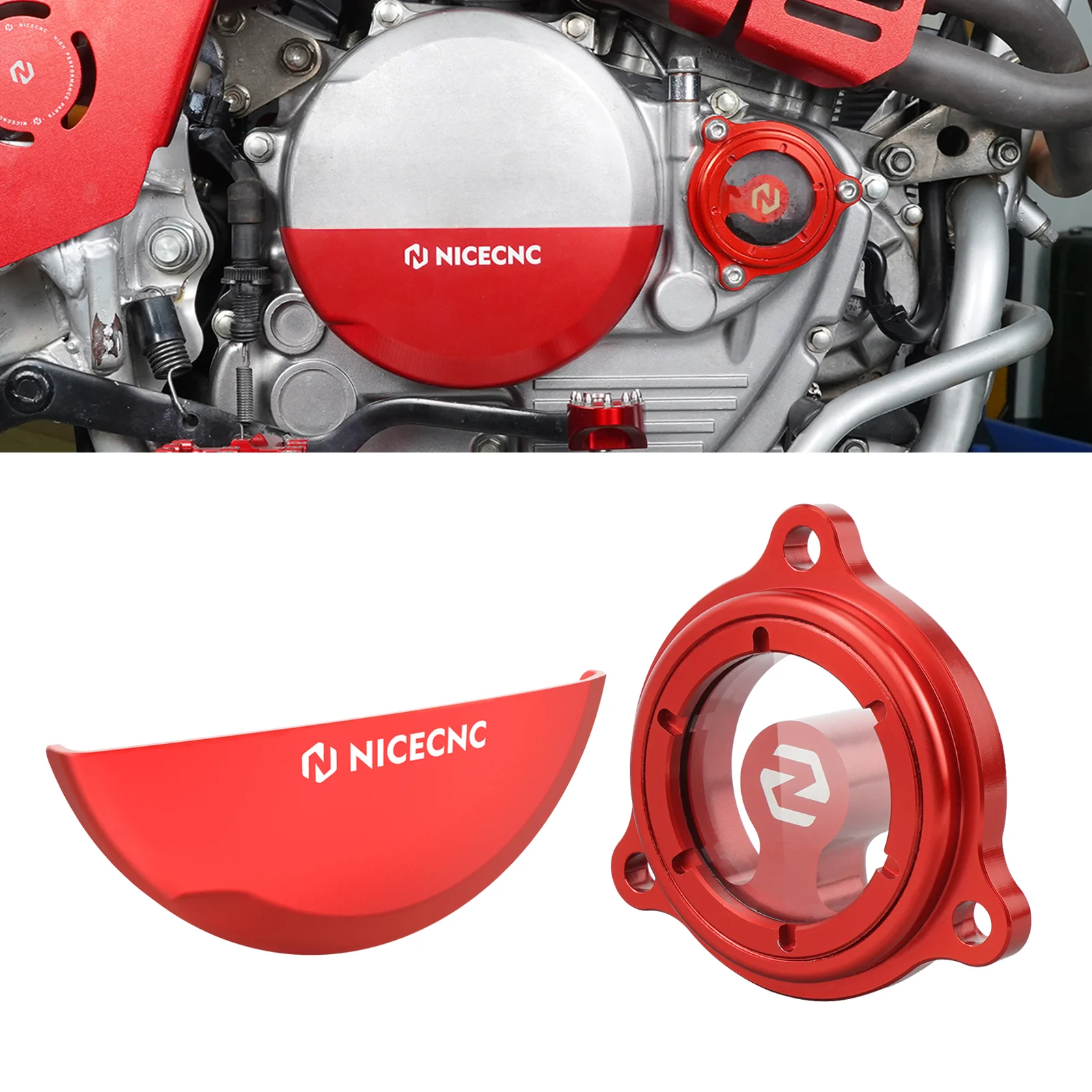 NICECNC For Honda XR650L XR 650L 1993-2025 Clutch Cover Guard & Transparent Engine Oil Filter Cap Aluminum 2024 2023 2022 2021