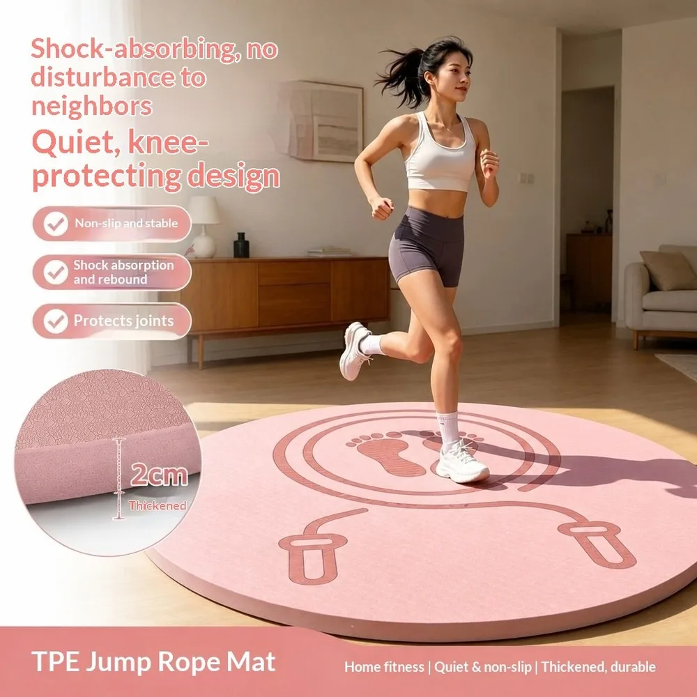 Premium TPE Jump Rope Mat Non-Slip Shock-Absorbing Soundproof Thickened Yoga Mat for Home Indoor Fitness