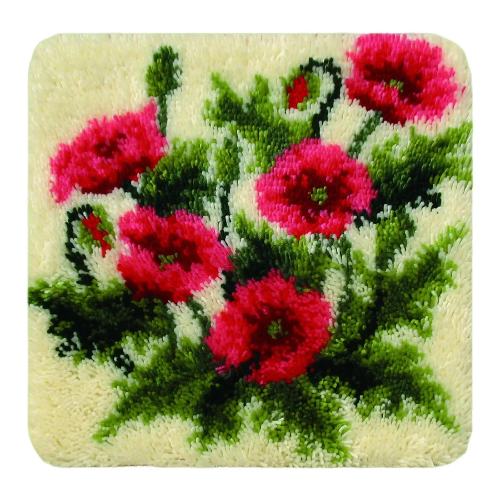 1 Set Latch Hook Rug Kits Square Yarn Crocheting Carpet Mat DIY Crafts for Adults Kids