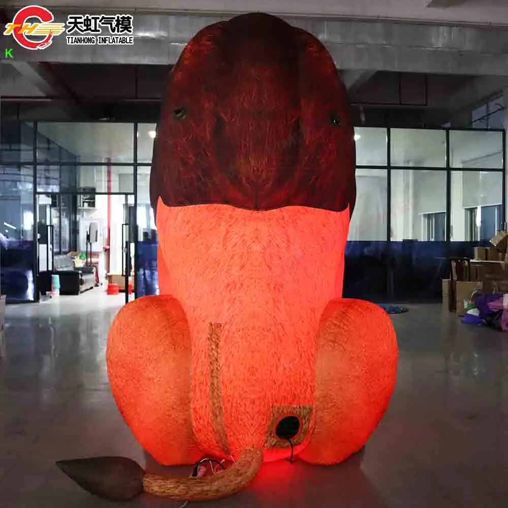 سريع السفينة 4 متر طويل القامة الإضاءة نفخ الأسد نموذج العملاق الحيوان طبق الاصل نفخ الكرتون مع منفاخ للزينة #4