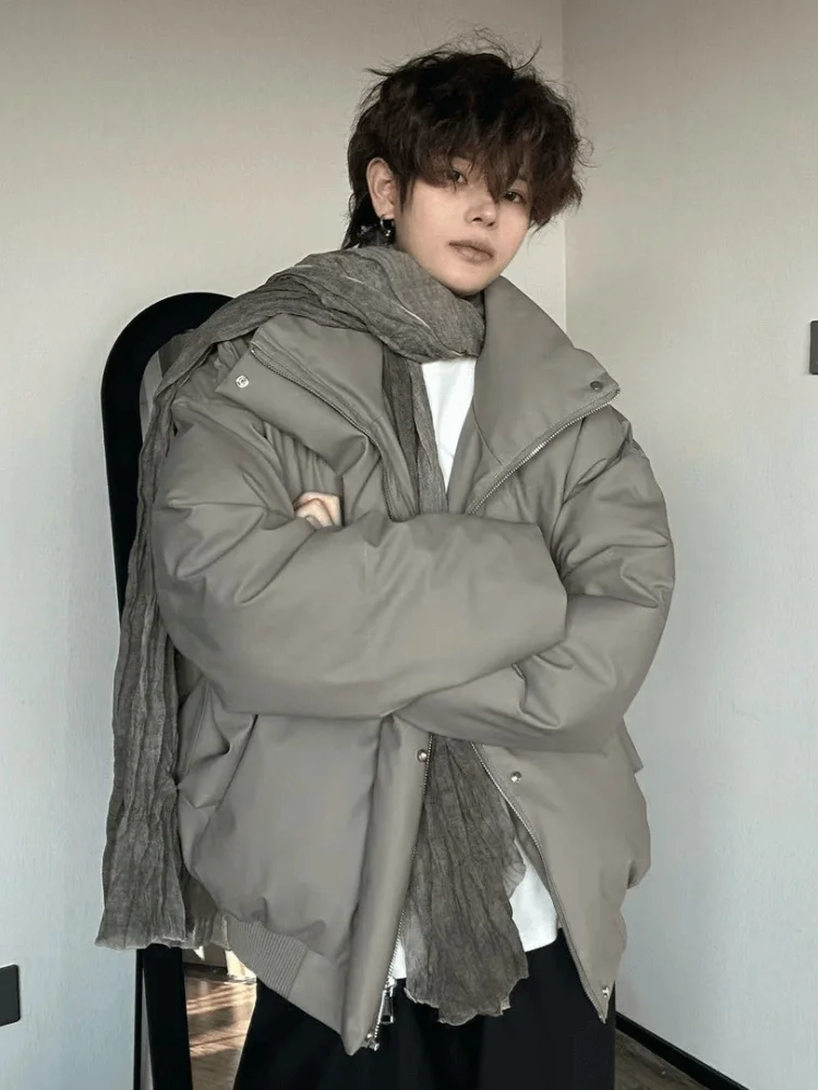 

Мужская зимняя утепленная куртка из искусственной кожи с хлопковой подкладкой, воротником-стойкой, теплая, повседневная, модная, молодежная, в американском стиле