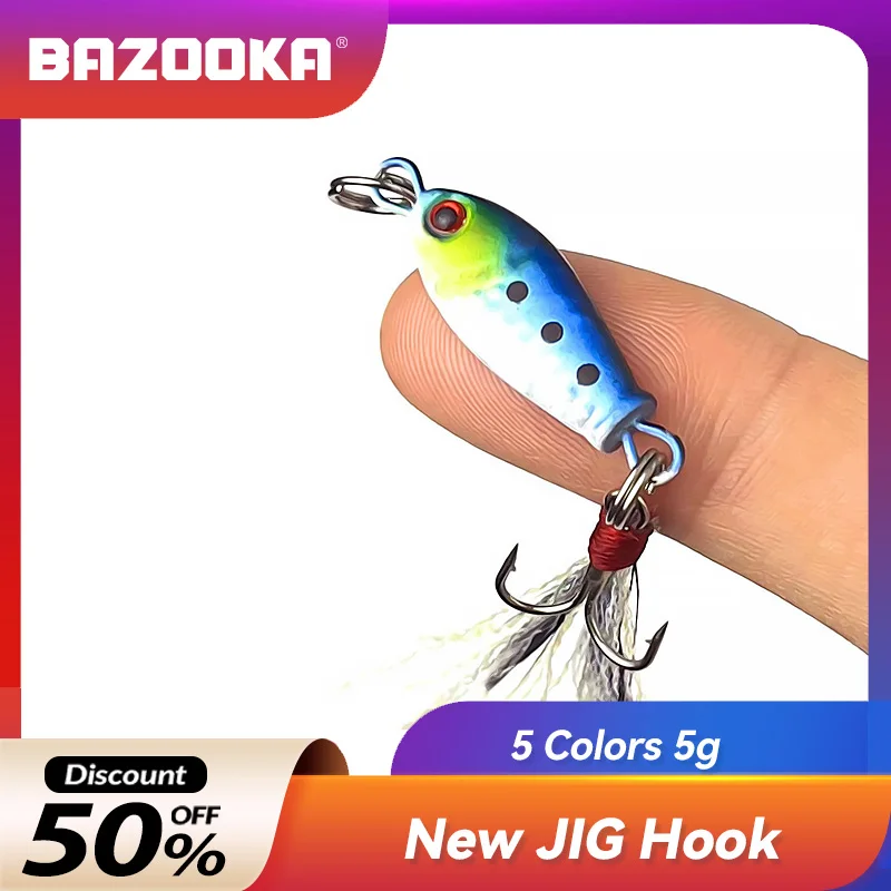 

Bazooka 5g Mini Small Lead Plate Iron Three Hooks Bionic Micro Material Bionic Metal Jig Fake Bait Bass Pike Fishing Lure