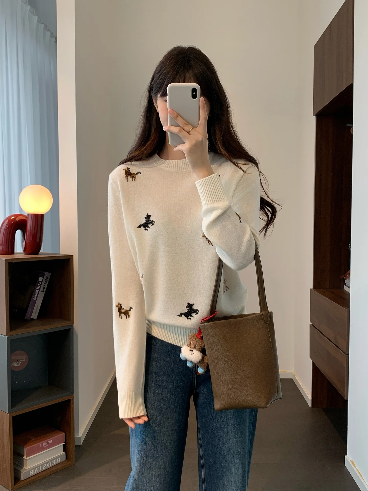 

Модный женский свитер Good Lu с круглым вырезом и длинными рукавами, крупной вязки, зимний, бренд Uni Crispirit