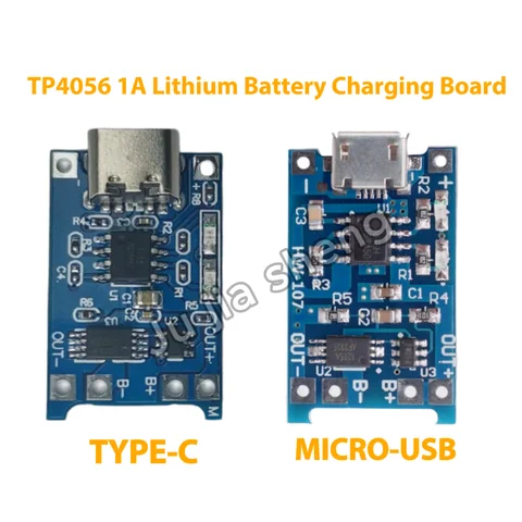 5-20 pces tp4056 tipo-c micro usb 18650 1a placa de carregamento de bateria de lítio módulo interface proteção de carregamento 2-em-1