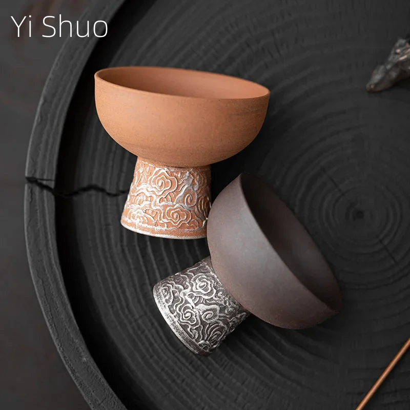 Empty Zhai Xiangyun Goblet Old Rock Clay Japanese Style Handmade Silver Gilded Master Cup Stoneware Teacup Tea Cup Tea Bowl