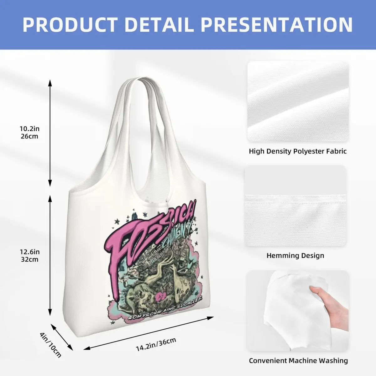 Unleashing Rich Chaos Large Capacity Canvas Tote Bag Single Shoulder Work Commute Bag For Women Eco-Friendly Shopping Bag