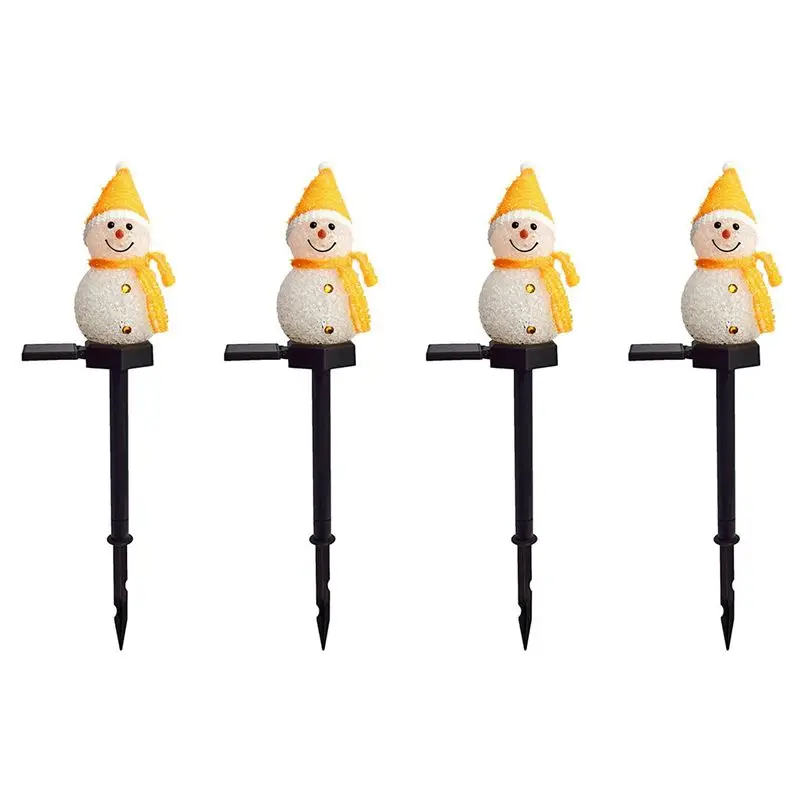 

ABWZ-4X Snowman Solar Lights Christmas Solar Powered LED Snowman Light Decor Outdoor Garden Stake Lamps Xmas Yellow