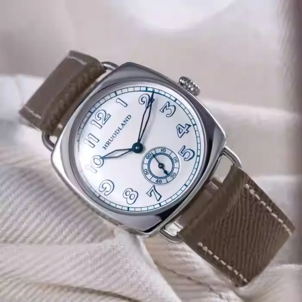 

Hruodland 2025 новые мужские механические часы Seagull St1701 36 мм из нержавеющей стали водонепроницаемые 100 м квадратная кожа Reloj Hombre