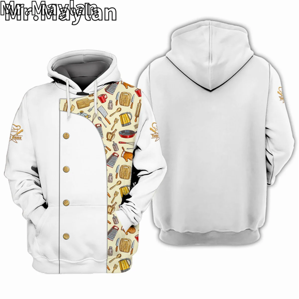 CUSTOM NAME CHEF UNIFORM CHEF KNIVES 3D Unisex Hoodie Men/Women Sweatshirt Streetwear Zip Pullover Casual Jacket Tracksuits R898