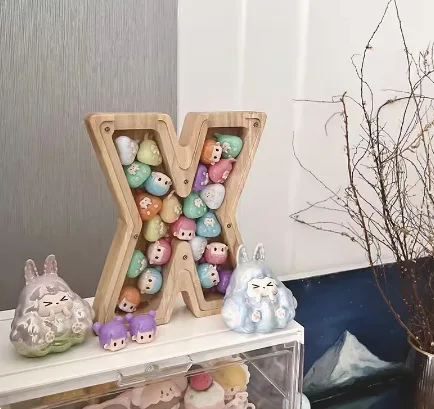 Solid wood cartoon animals English letters storage ornaments crafts gifts home cute desktop decoration