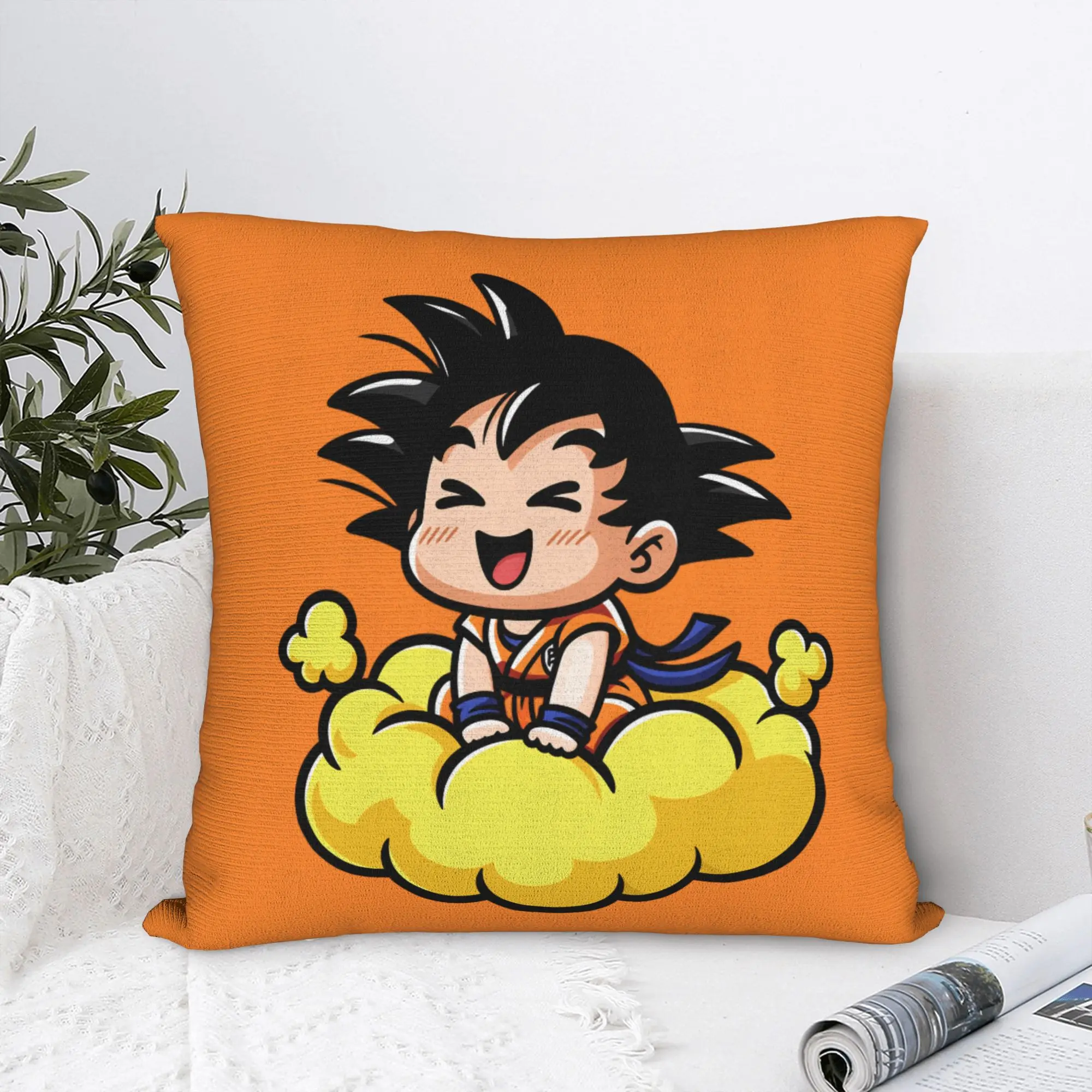 

DBZ Goku Throw Pillow Cover Polyester Throw Pillow Cute Chibi Custom Pillowcover Home Decor