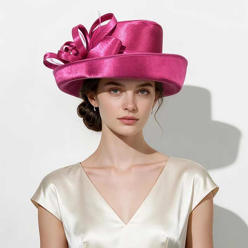 Fashion Luxury Fashion Feather Tea Party Church Hats Elegant Photography Top Hat Female Banquet Fascinator Wedding Formal Hats