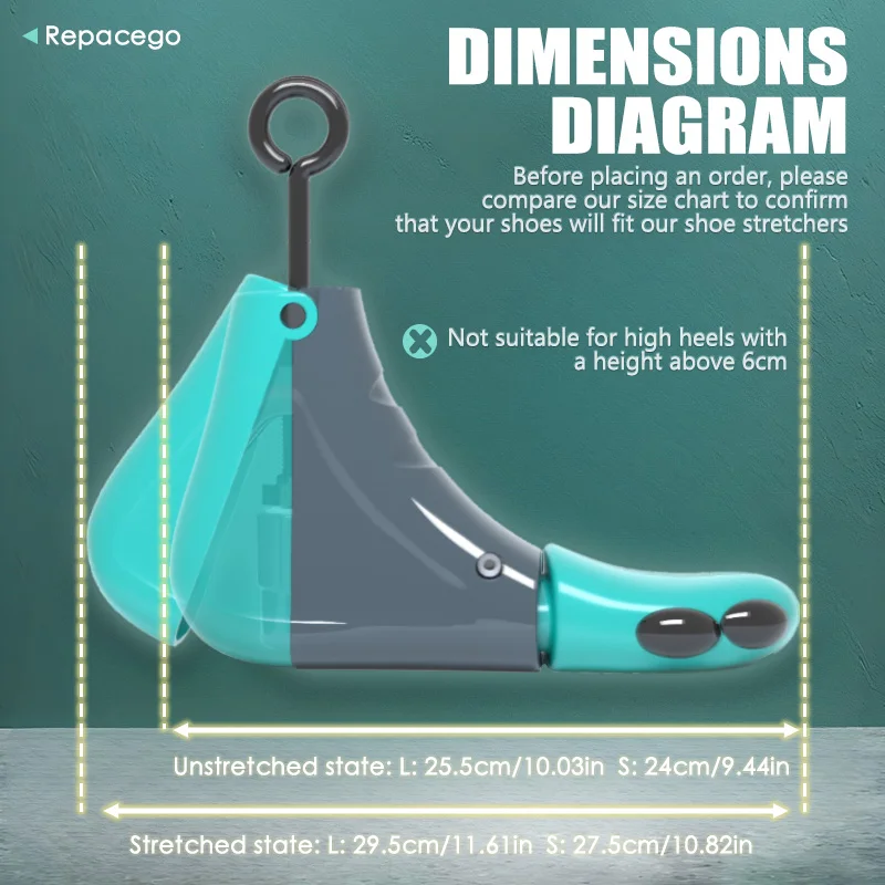 Repacego цельный носилок для обуви, универсальный унисекс, для женщин и мужчин, регулируемая длина, ширина, высокие низкие туфли, удлинитель Keeper