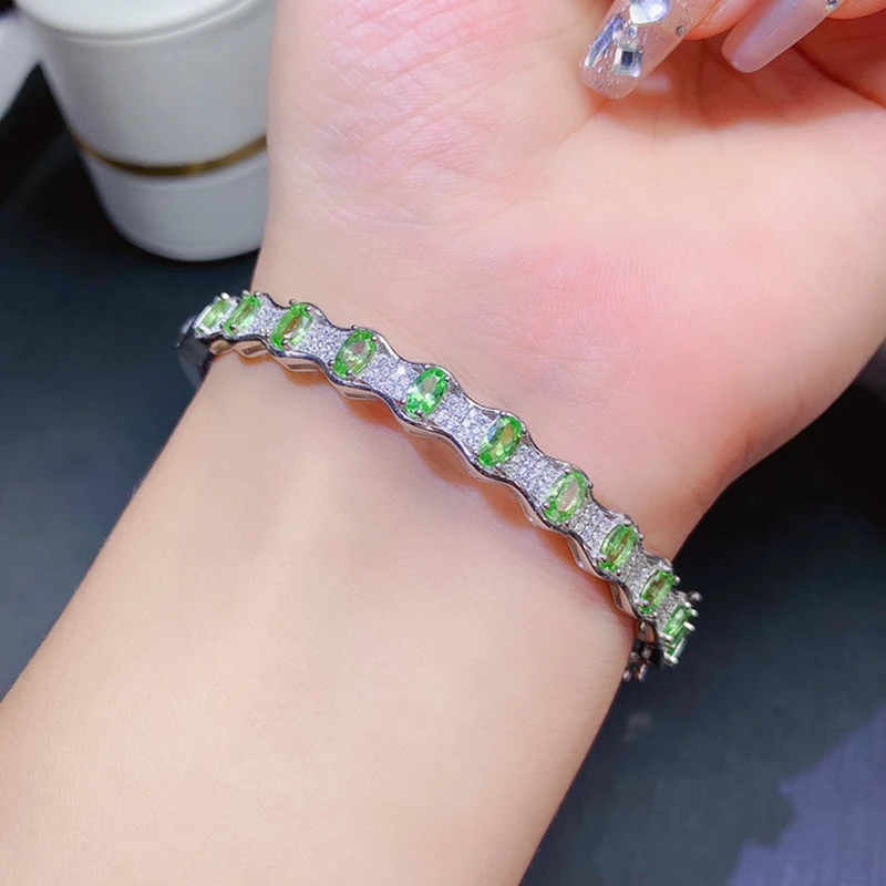 Natural Green Garnet Bracelet for women silver 925 jewelry luxury gem stones 18k gold plated free shiping items