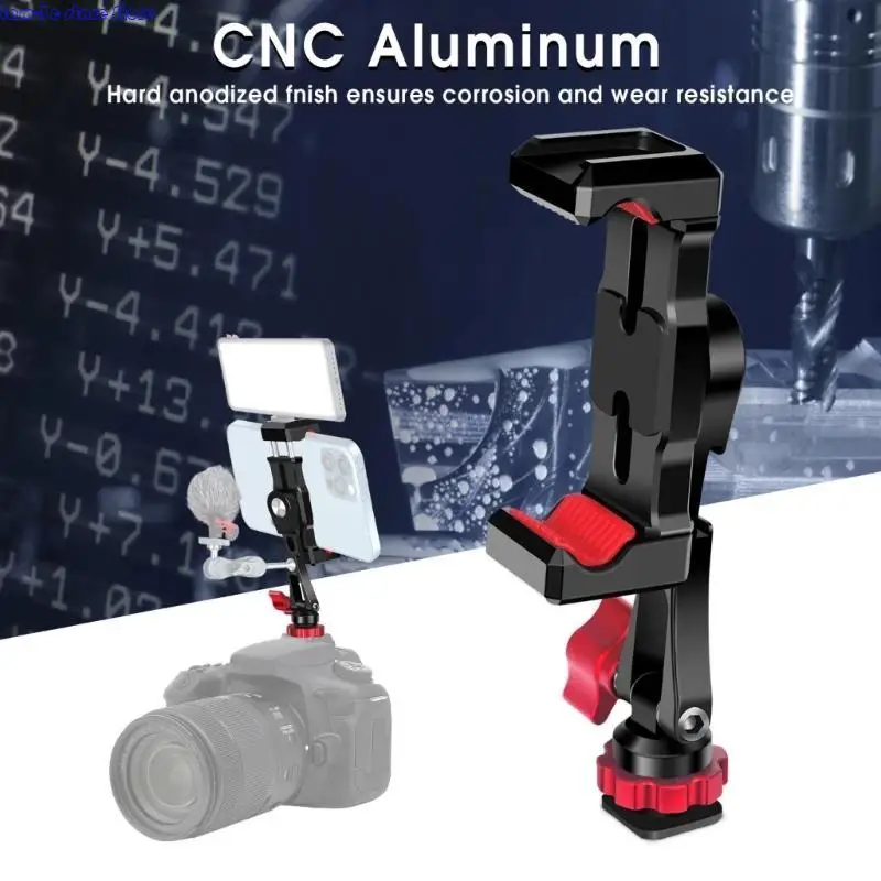 D0UA 전화 클램프 마운트 마운트 홀더 스탠드 더블 핫 슈와 1/4 "스크류 마운트 스마트 폰 마운트 어댑터