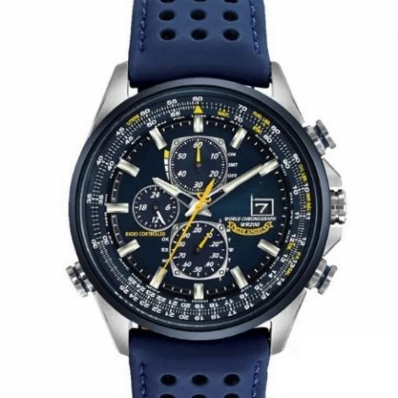 Tres ojos y seis agujas cinturón de negocios para hombres Hot Blue Angel West IroncPopular AliExpress cronógrafo reloj función completa