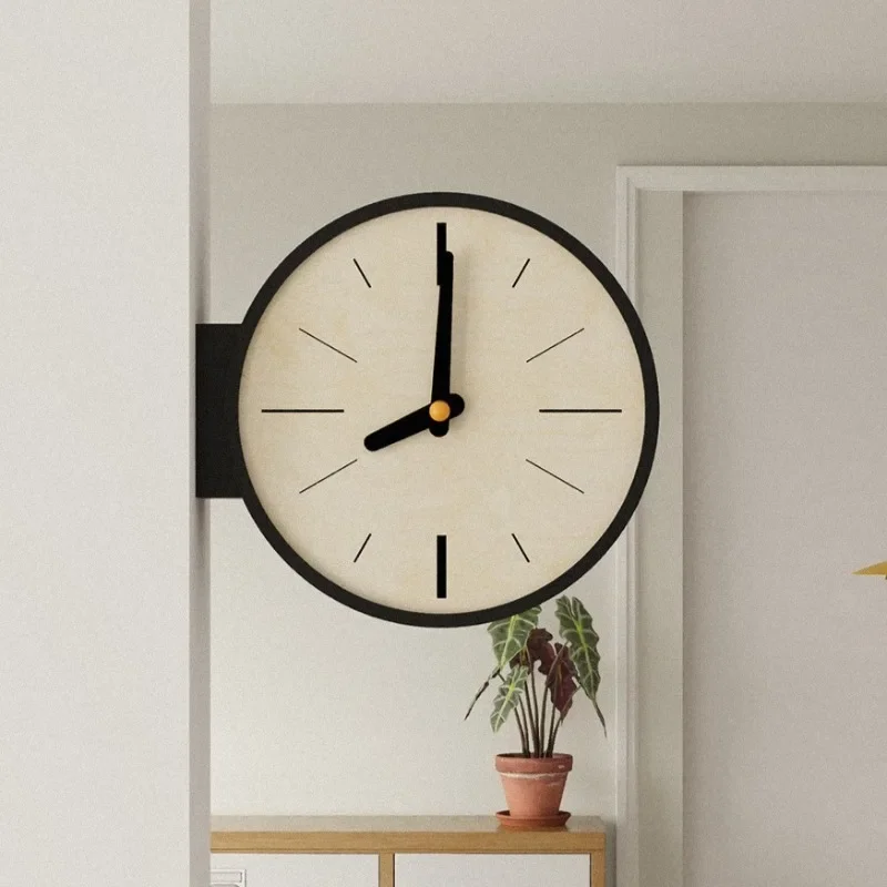 Vintage Wall Mounted Clock Double Sided Living Room Wall Clocks Corner Antique Luxury Bedroom Clocks Noiseless Table Home Decor