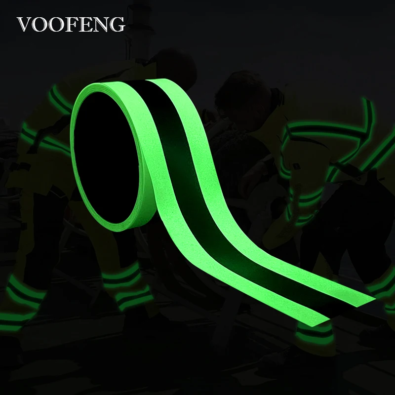 VOOFENG High Silver Reflective Photoluminescent Fabric Tape Glow in The Dark Tape Sewing on Clothes 10 Hours RS-C280-73DK