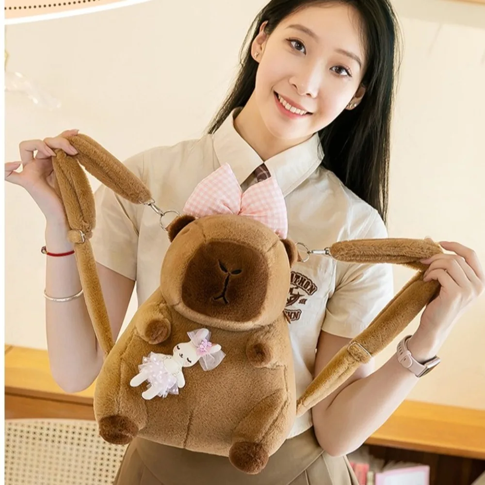 

Fashion Large Capacity Capybara Doll Backpack Plush Cartoon Capybara Backpack Cute Simplicity Lady Shoulder Bag Women