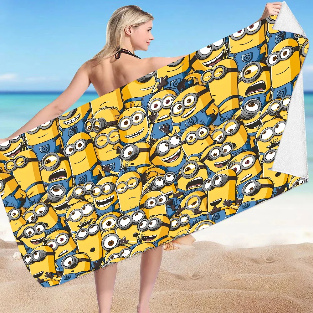 Cute Cartoon Minions Towel Children\'s Swimming Running Absorbent Beach Towel Soft And Comfortable Bath Towel