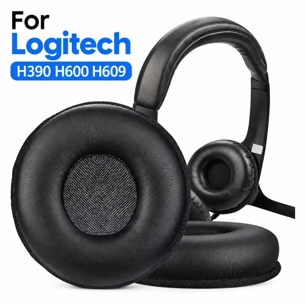 New Soft Foam Replacement Ear Pads Round Black Ear Cushions Breathable Earpads Cushion Cover For Logitech H390 H600 H609