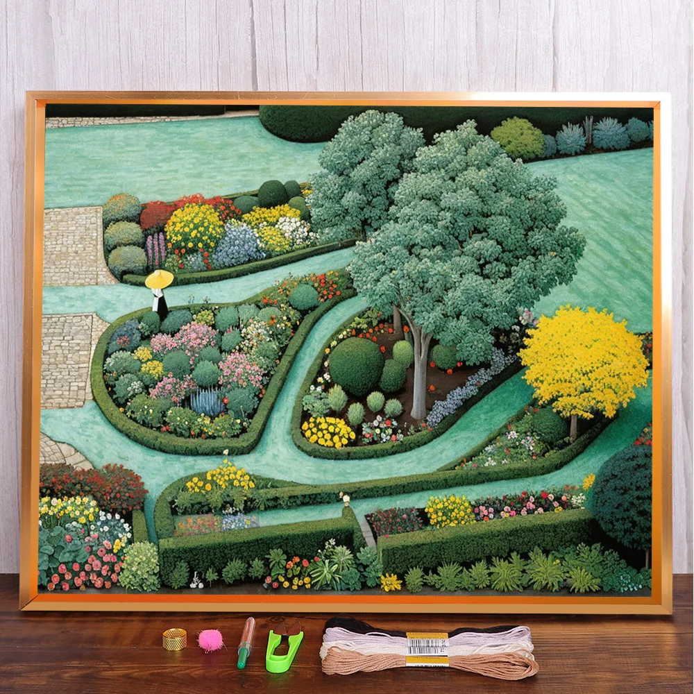 

Scenery Garden Pre-Printed 11CT Cross-Stitch Complete Kit Embroidery Handmade Craft Hobby Needlework Room Decor Needle Different