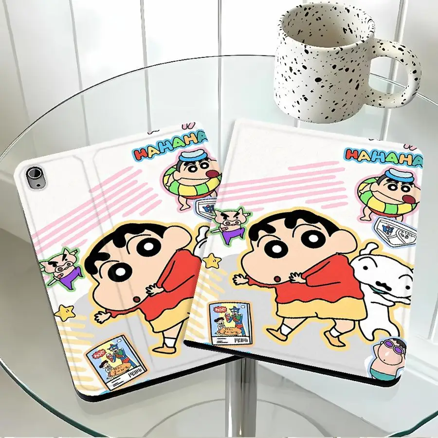 Pie C-Crayon Shinchan With Pencil Holder Case for Apple iPad Air 11 13 M4 M3 M2 A16 2026 10th 7/8/9th Pro11 13 Air 4/5/6th