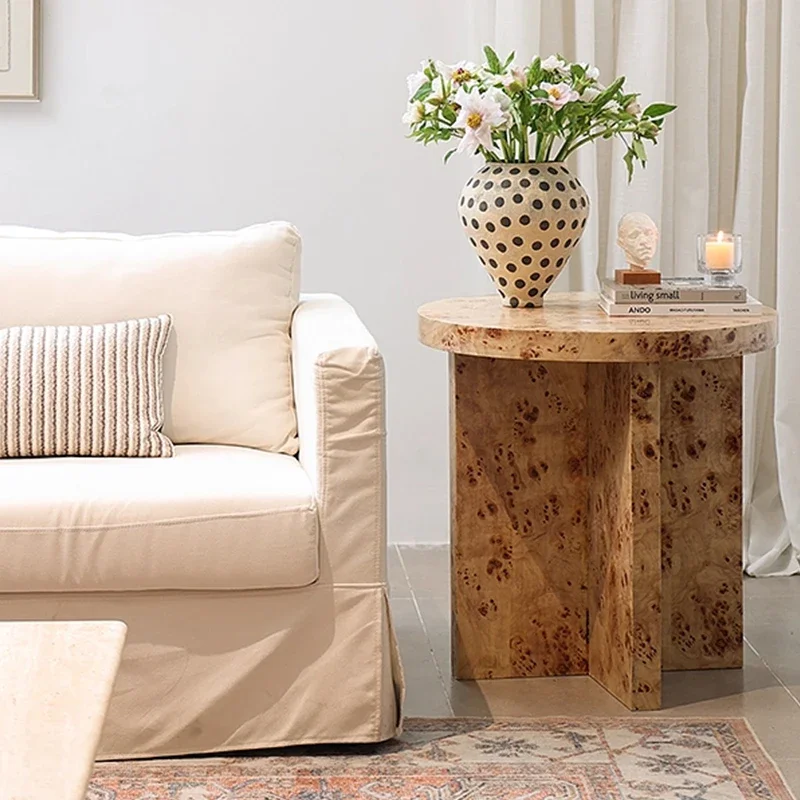 Modern nested coffee table set with wooden base and wood veneer for living room furniture and home decoration