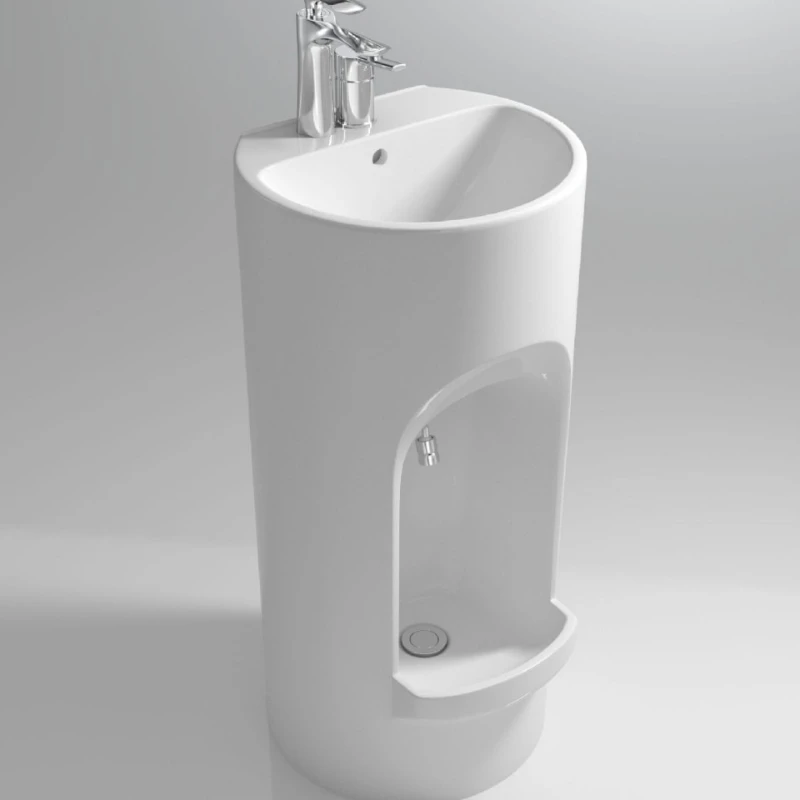 One-piece column basin Multifunctional hand and foot wash basin Integrated round ceramic wash basin