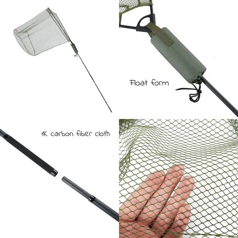 100x100cm Portable Lightweight Landing Net with 9ft Carbon Fiber Rod 2sec Open Max Load 100kg