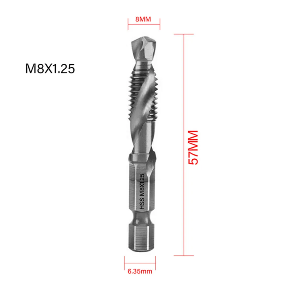 5pcs Tap Drill Bit Set Hex Shank Thread Metric Tap HSS Screw Thread Bit Screw Machine Compound Tap For Metal Steel Wood Plastic
