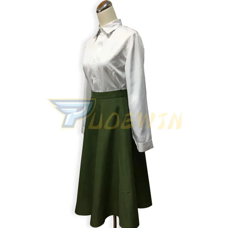 Disfraz de Violet Evergarden para mujer, camisa blanca de Anime japonés, falda verde hecha a medida, 2025