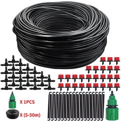 5-50m DIY 4/7mm PVC Garden Watering Garden Hose Micro Irrigation Pipe Drip Watering Kits with Adjustable Drippers Punch Tool