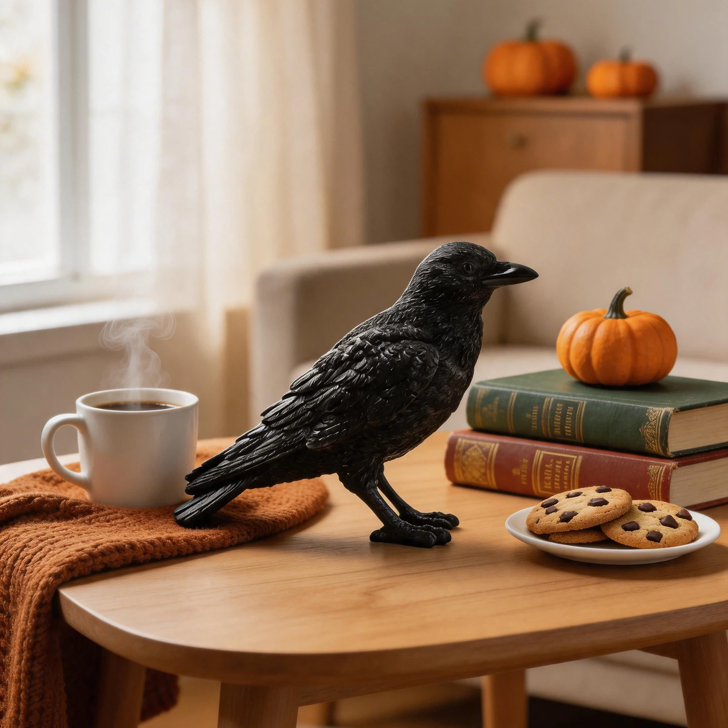Realistic Crow Raven Resin Statue Waterproof Simulation Black Bird Animal Sculpture Wall Tree Hanging Ornament Outdoor Garden Ya