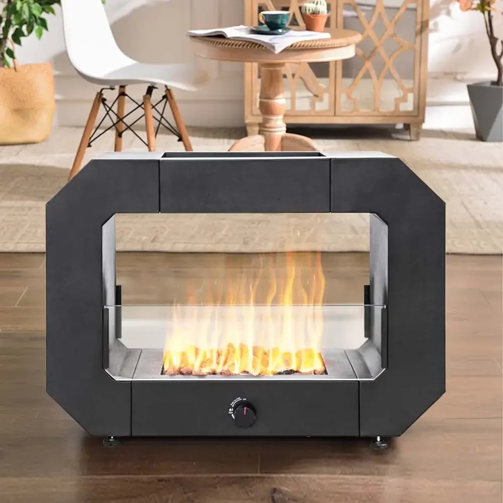 

Square Glass Flame Terrace Heater with Visible Flames From All Side CE Approved Patio Heaters Gas