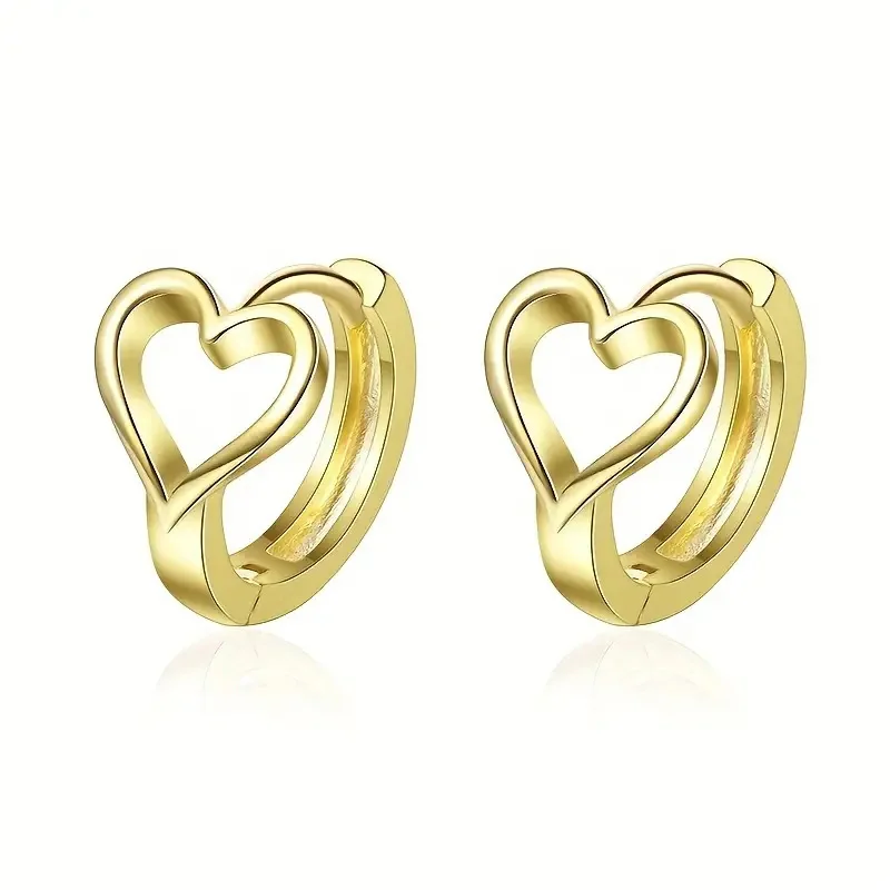 Huitan Exquisite Hollow Heart Hoop Earrings for Women Dainty Circle Earrings Silver Color/Gold Color Statement Jewelry Wholesale