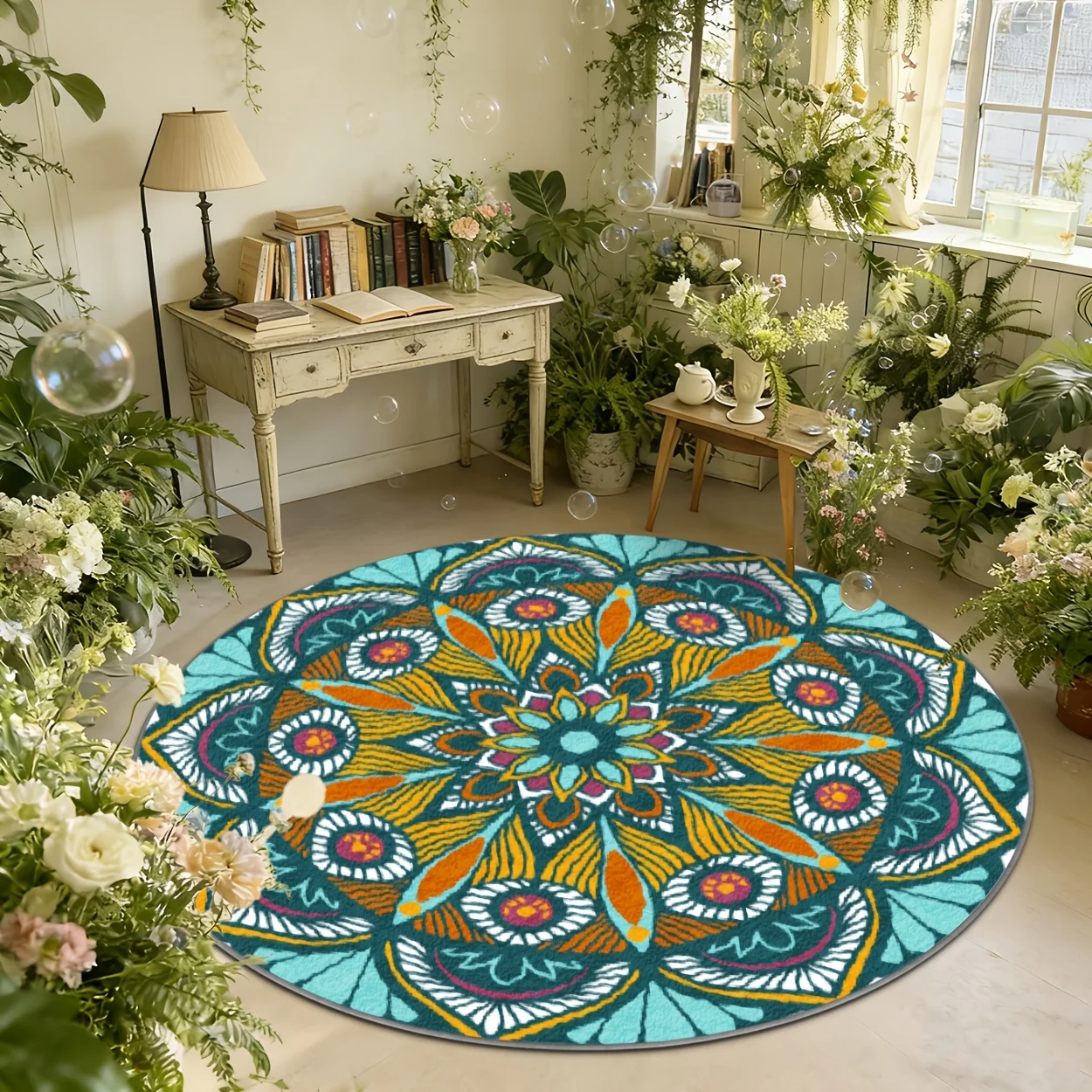 Modern Dark Grey Mixed Geometric Line Pattern Round Commercial Floor Rug Welcome Decor For Minimalist Home