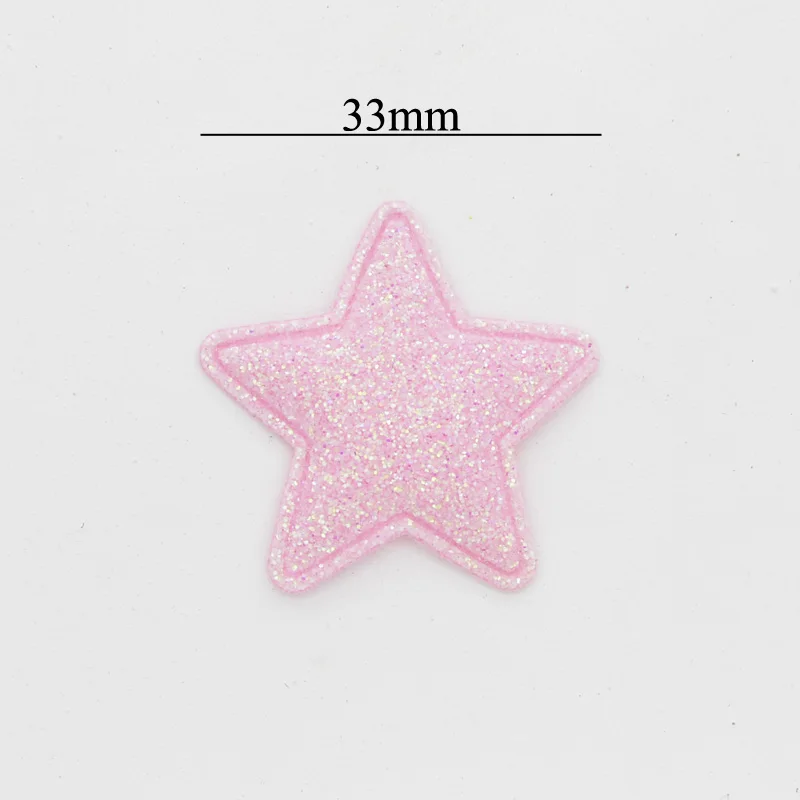 80Pcs 33mm Star Non-woven Patches Glitter Felt Appliques for Clothes Sewing Supplies Diy Headwear Hair Clips Crafts Ornament