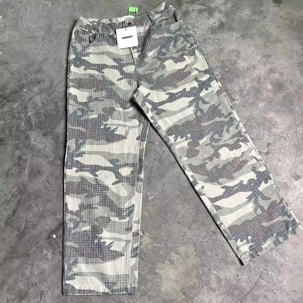 

Washed Camo SAINT Camouflage Workwear Pants Men Women Heavy Fabric Unisex Jogger Drawstring Sweatpants