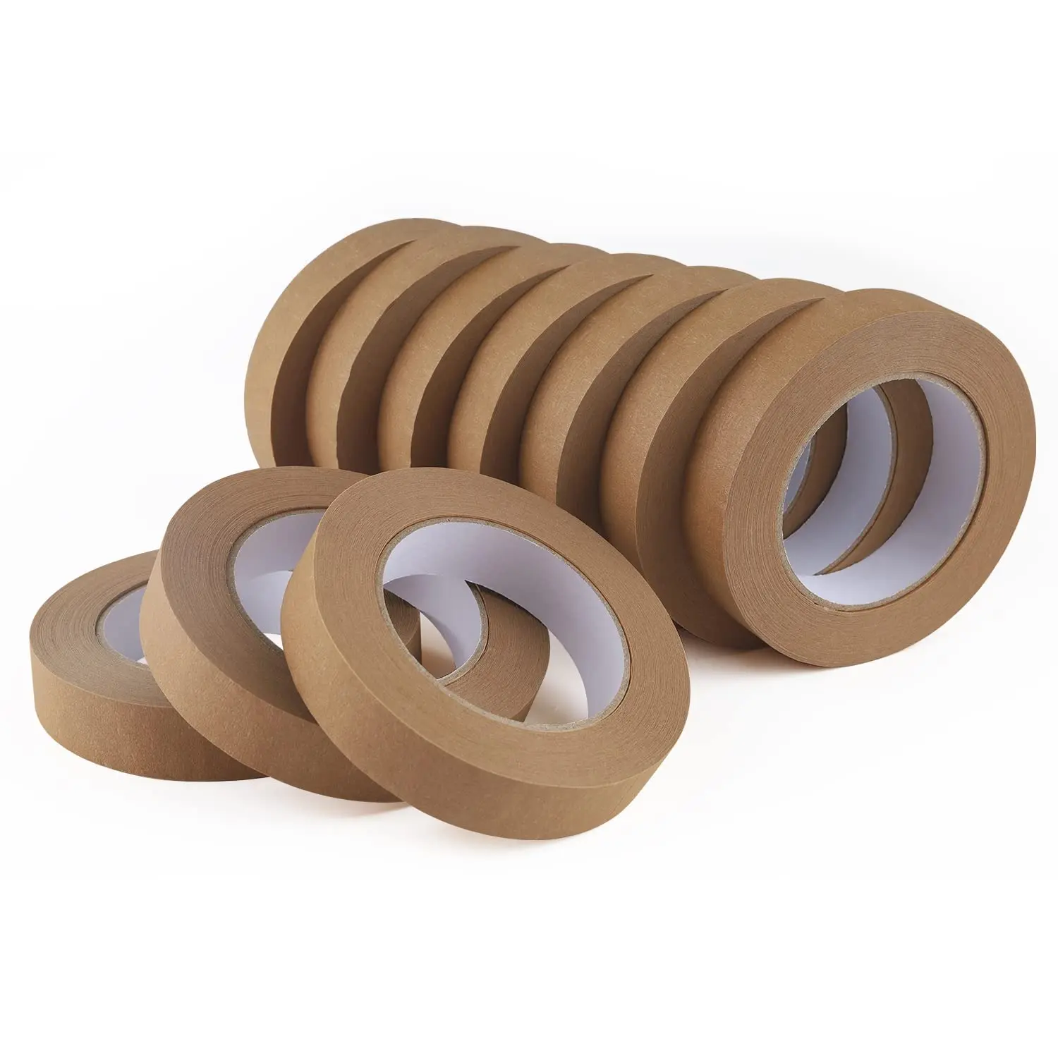 

10 Pack Brown Painters Tape 1 inch, Medium Adhesive Brown Masking Tape Bulk Multi Pack, 1 inch x 55 Yards x 10 Rolls (55
