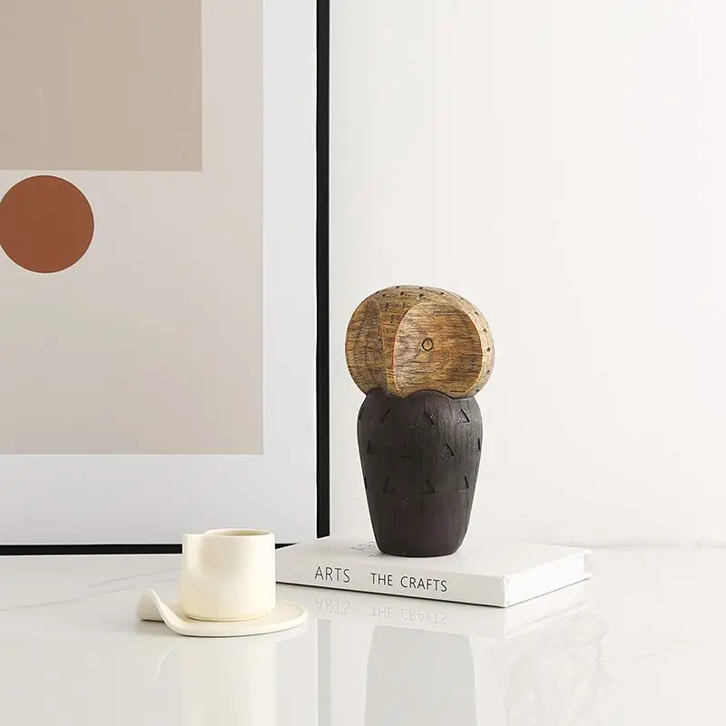 Medieval style abstract wood grain owl ornament exhibition hall homestay study cabinet decoration handicrafts