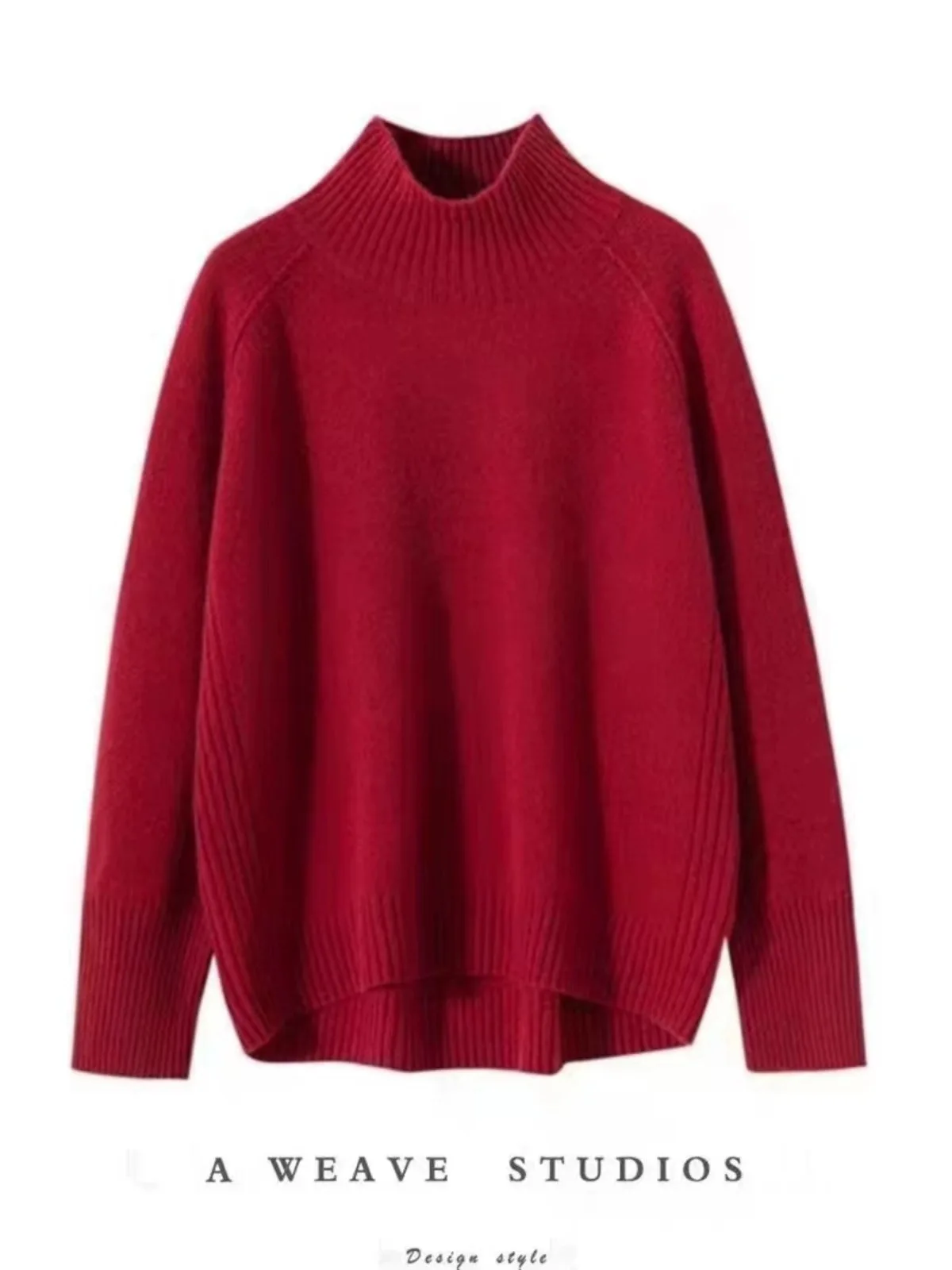 2023 autumn and winter new 100% pure cashmere sweater women\'s turtleneck thick pullover loose wool knit bottom shirt