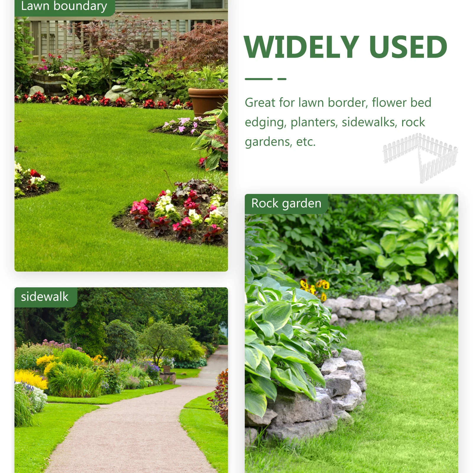 

2 pcs White Plastic Fences Garden Decorative Fence For Courtyard Villa Landscape Hotel Waterproof Durable Reusable Fence