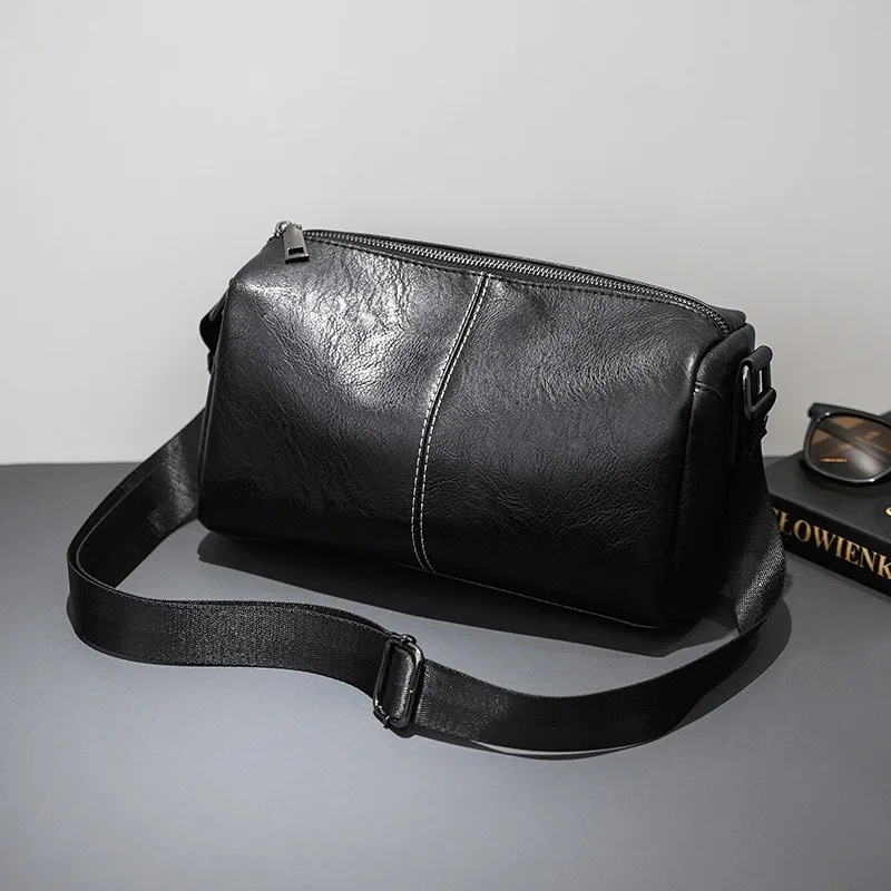 

Luxury Men Crossbody Bag New Fashion Men's Crossbody Bags High Quality Soft Leather Shoulder Bag Male Simple Design Sling Bag