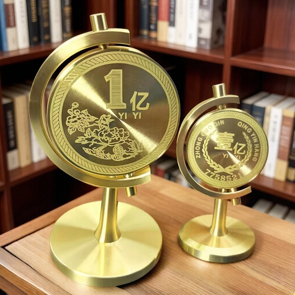Solid Brass One Hundred Million Coin Spinner Creative Stress Relief Rotatable Ornament Study Desktop Car Home Decor Craft