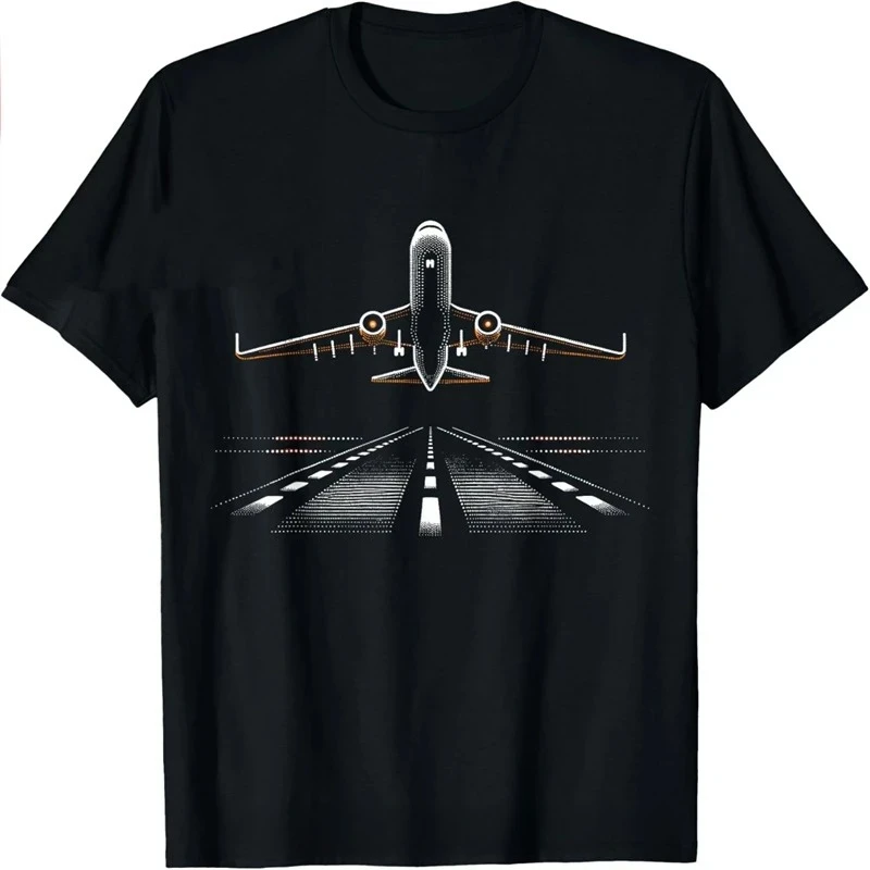 Damen-T-Shirt mit lustigem rundem Flugzeug-Print, perfekt für Luftfahrt-Enthusiasten und Piloten. Sommerliche Streetwear-Grafik-T-Shirts