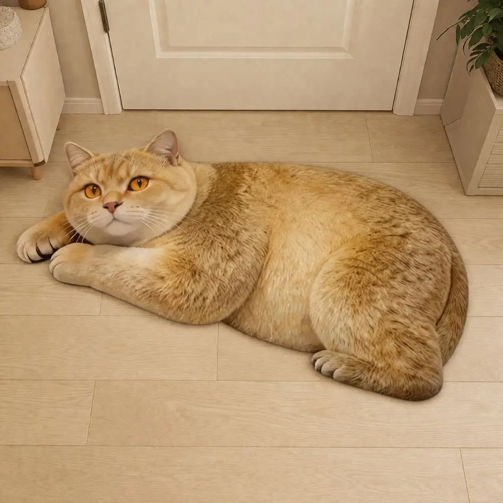 Diatomaceous Earth 3D Cat Floor Mat 40×60CM 50×80CM Realistic Bathroom Carpet Non-slip Water-absorbing Bedroom Door Rug