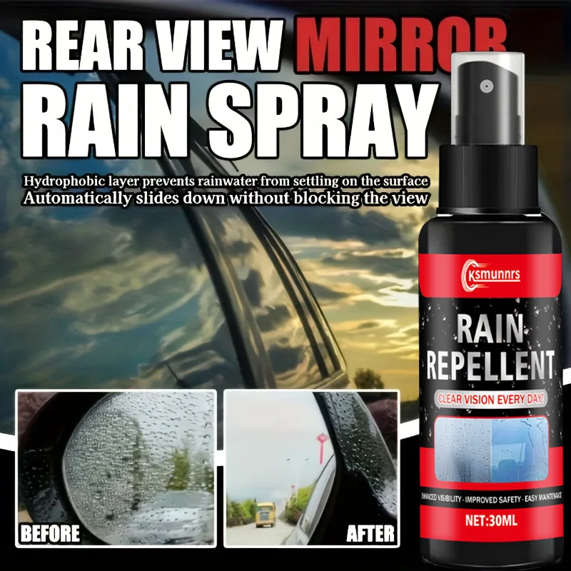 Car Windshield Waterproof Spray Rain-Resistant Hydrophobic Anti-Fog Wax Kit Window Wipe Coating for Clear Vision