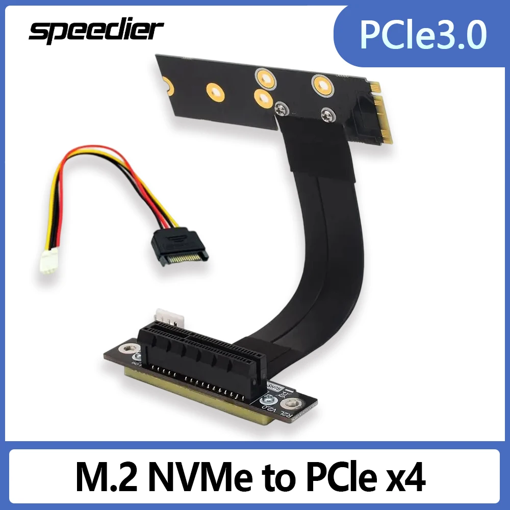 

Удлинительный кабель M.2 NVMe To PCle 3.0 X4 Адаптер Riser Card 4P Sata Power GPU PCI Express 4x To M2 Key M Удлинительный кабель Gen3.0